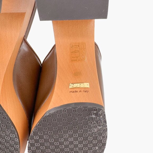 Gucci Houdan Horsebit Platform Sandals EU 40.5 US 10.5 Brown Mule Block Heel - Picture 12 of 14